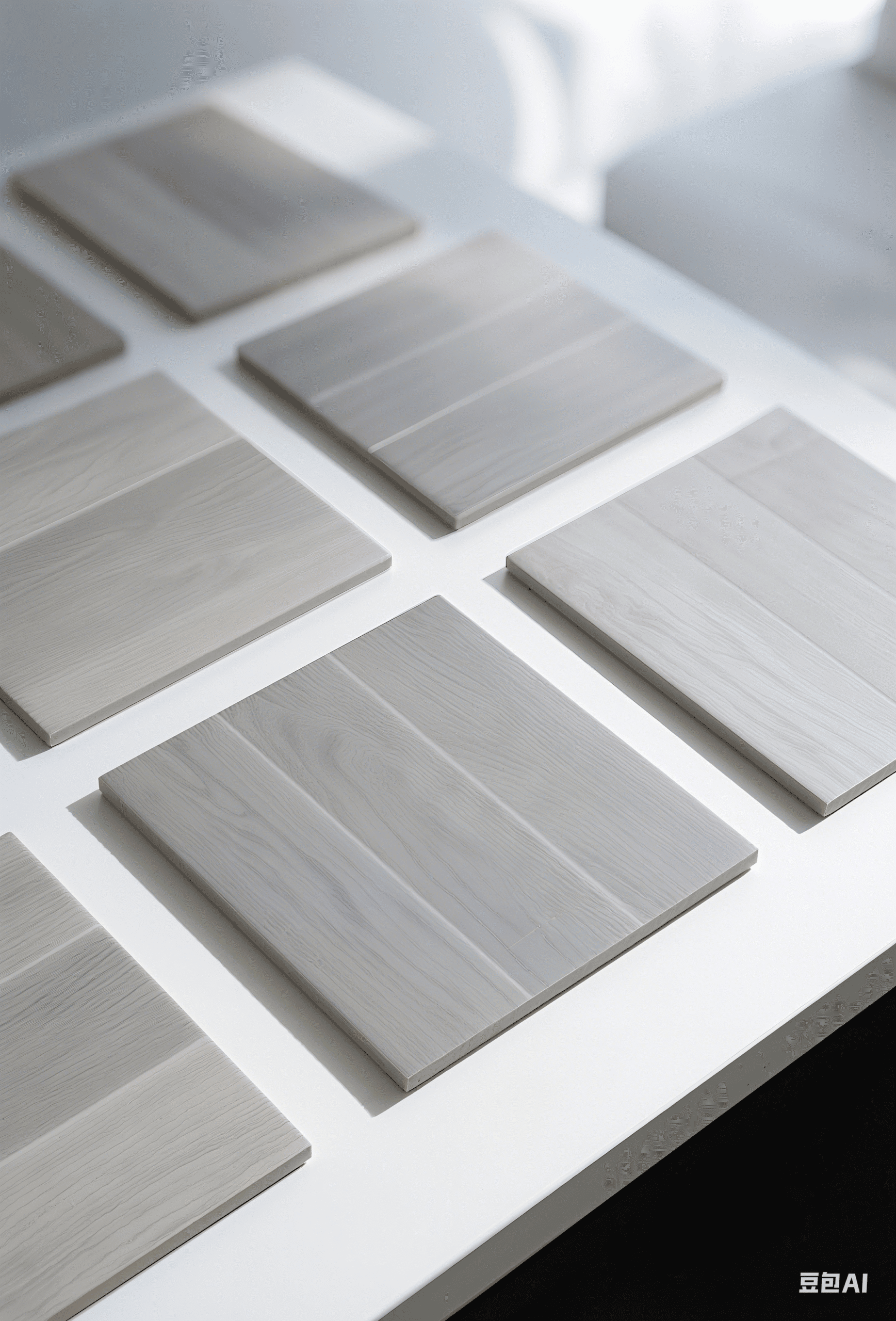 Sample layout of gray wood-look tile flooring in a modern living space