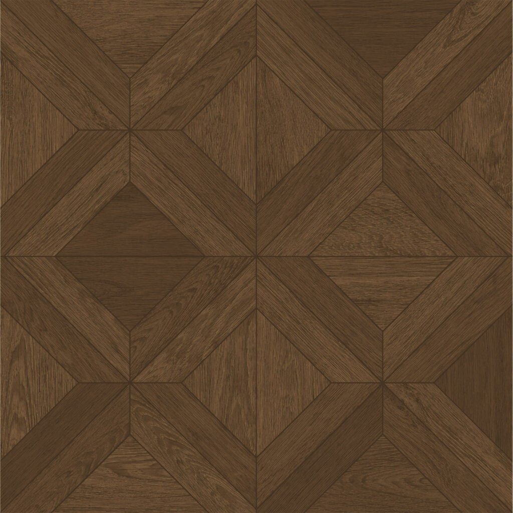 Close-up of a single Elegant Stately Medium Walnut Wood Look Tile, highlighting its intricate pattern and rich, medium walnut tones. This 100% waterproof porcelain tile offers unmatched durability and easy care for timeless elegance.