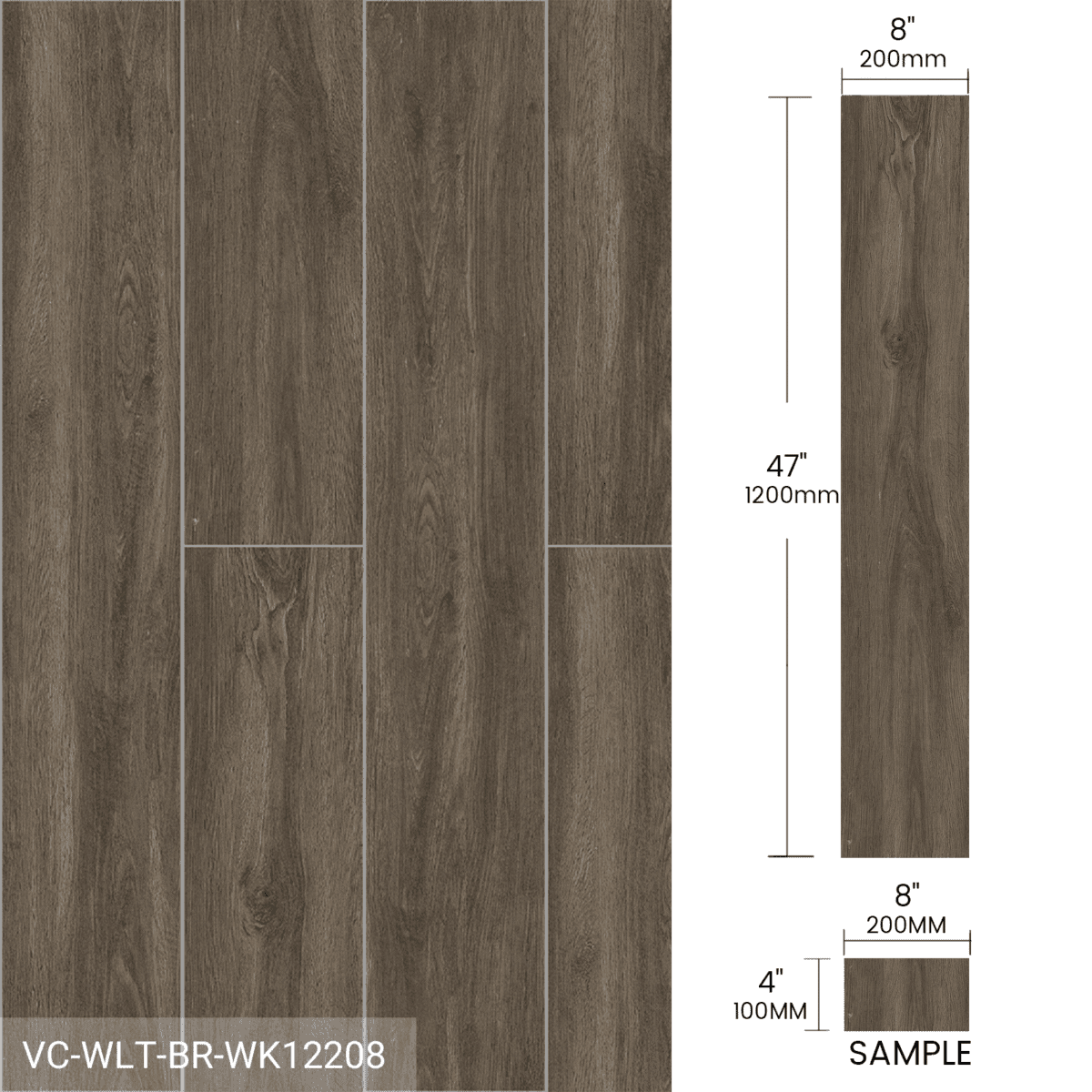 Prodcut Sample Wood Look Tile 4pieces/Box Gray Brown - Image 4