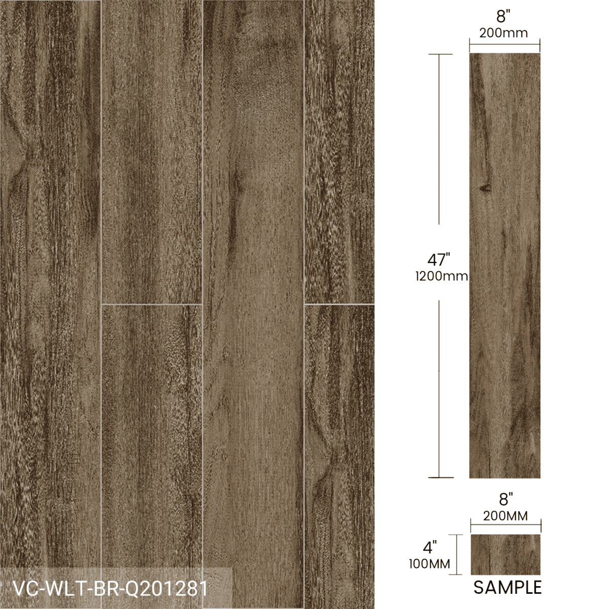 Prodcut Sample Wood Look Tile 4pieces/Box Gray Brown - Image 3