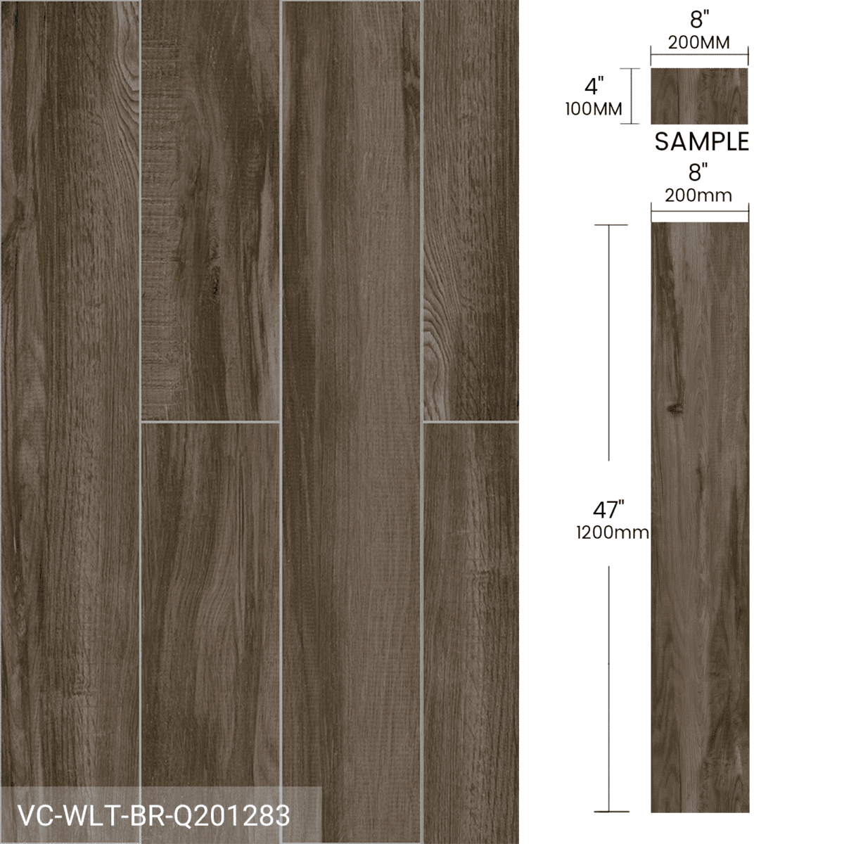 Sample Box Wood Look Tile 4 Pieces Brown - Image 6