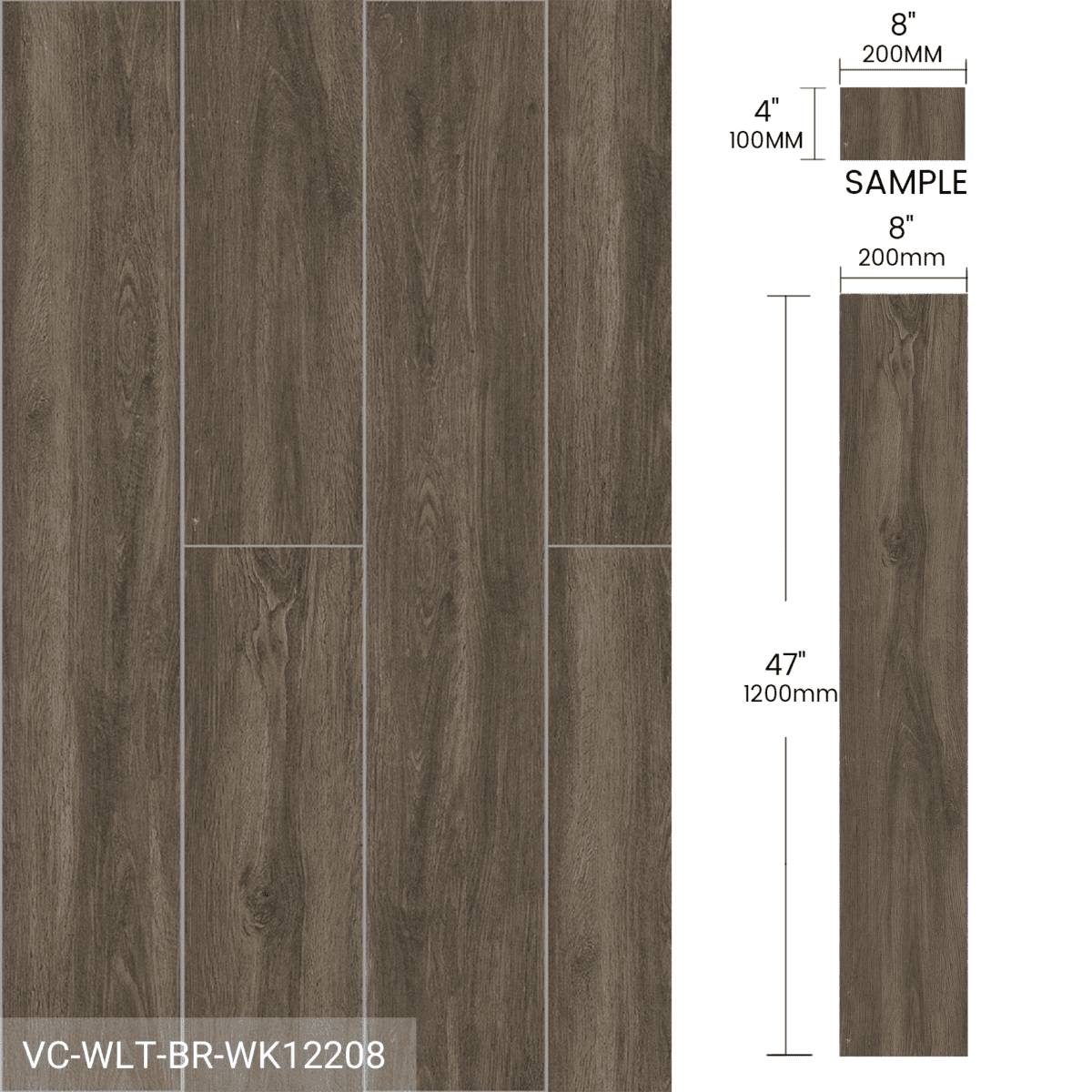 Sample Box Wood Look Tile 4 Pieces Brown - Image 5