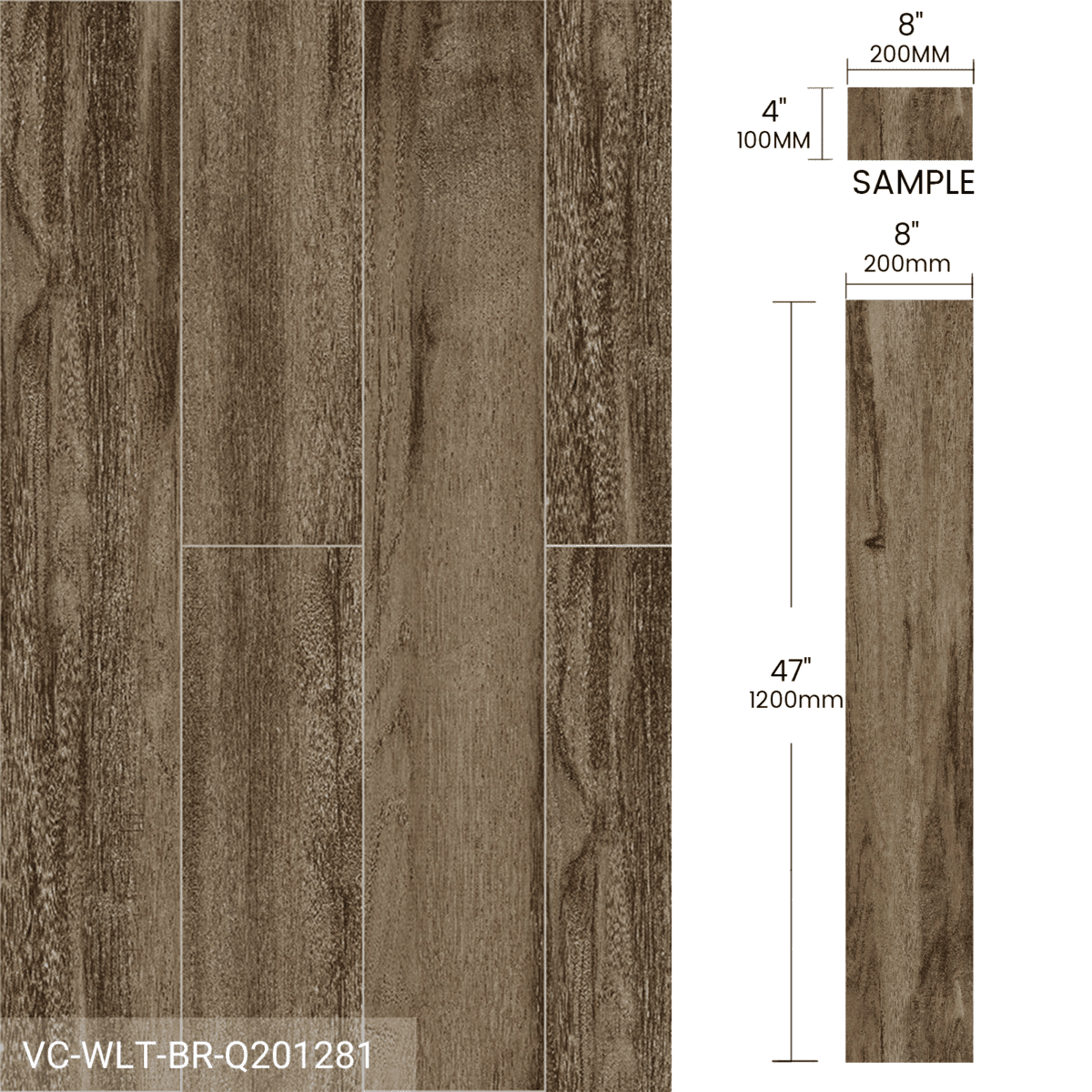 Sample Box Wood Look Tile 4 Pieces Brown - Image 4