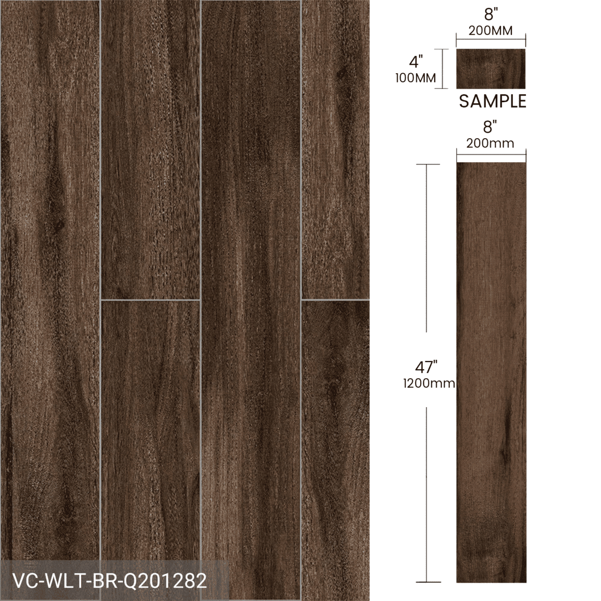 Sample Box Wood Look Tile 4 Pieces Brown - Image 3