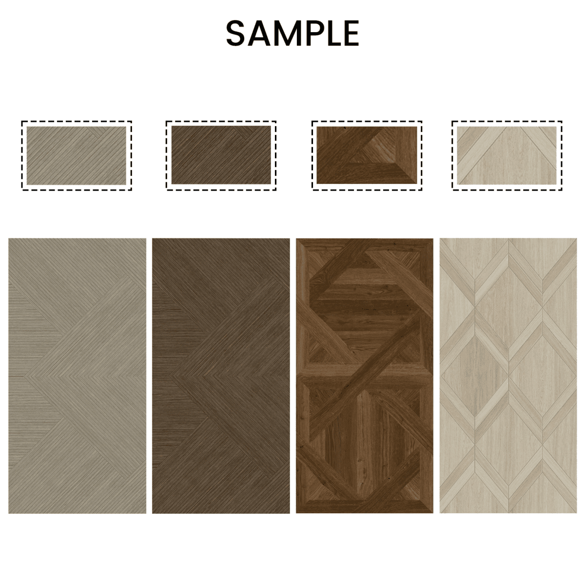 Sample Box Wood Look Tile 4 Pieces Gray Beige Brown - Image 1