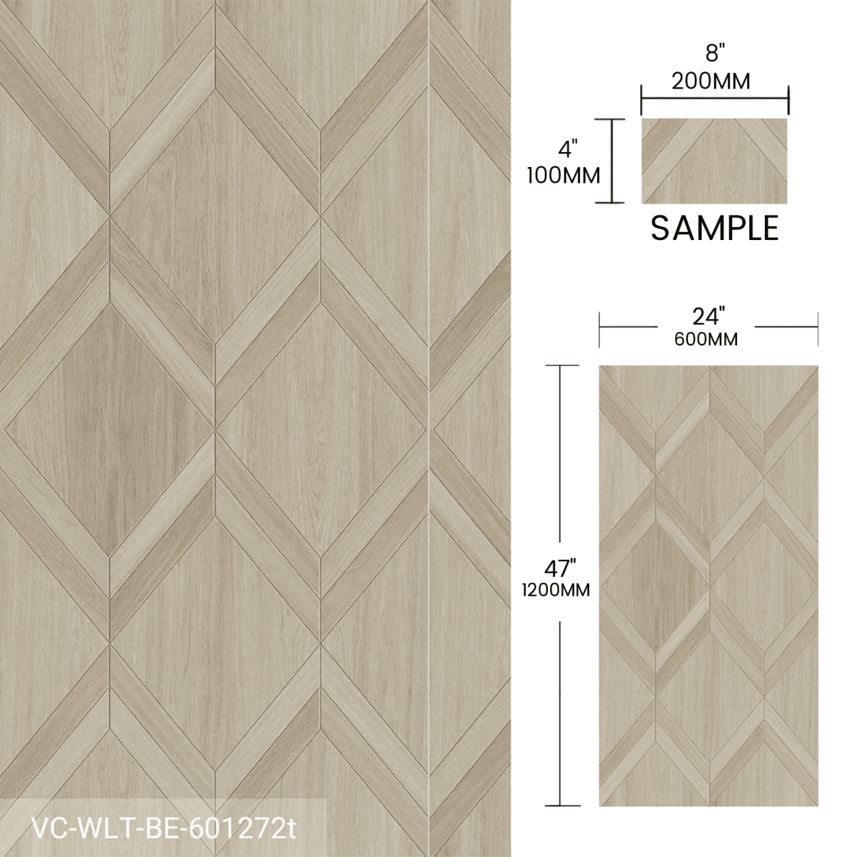 Sample Box Wood Look Tile 4 Pieces Gray Beige Brown - Image 4