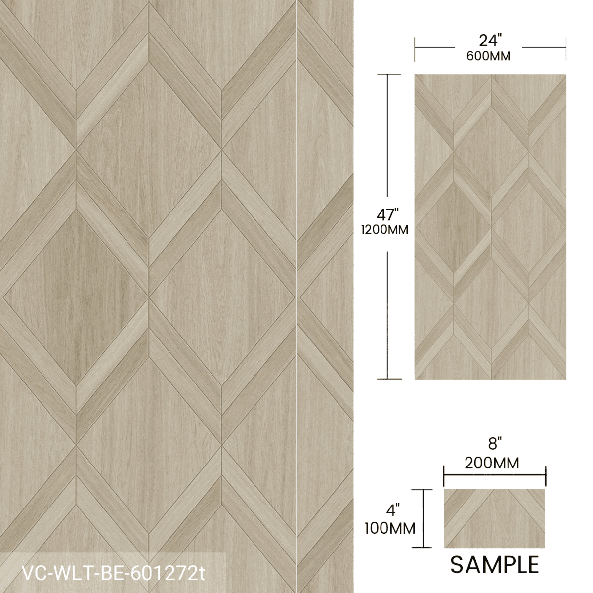 Product Sample Wood Look Tile 4pieces/Box Brown Beige Gray - Image 3