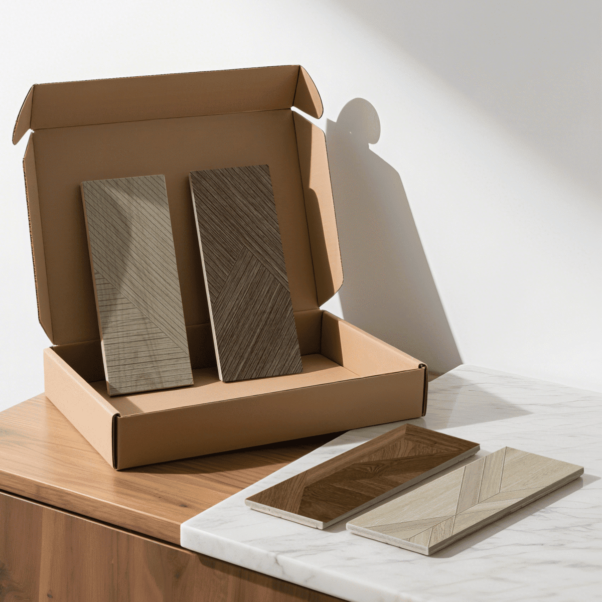 Product Sample Wood Look Tile 4pieces/Box Brown Beige Gray - Image 1