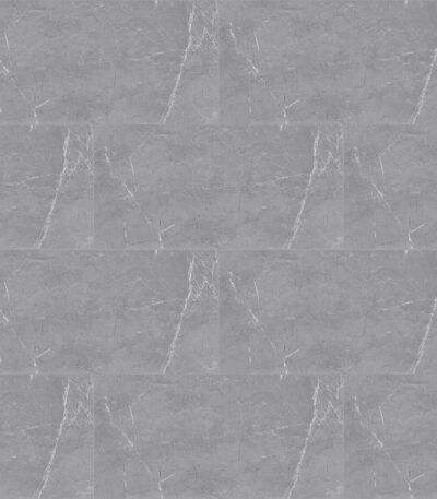 Full view of Timeless Classic Stormy Gray Stone Look Click Lock Vinyl Flooring SPC, showcasing its versatile gray tones and elegant stone pattern. This 100% waterproof, DIY-friendly SPC flooring resists scratches, stains, and dents, creating a sophisticated, enduring style.