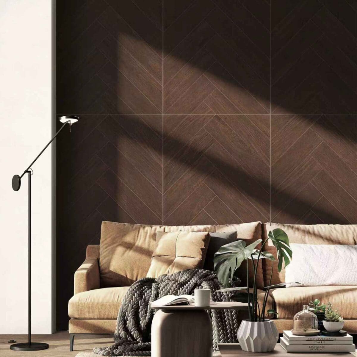Understated Luxury Dark Coffee Brown Wood Look Tile - Image 5