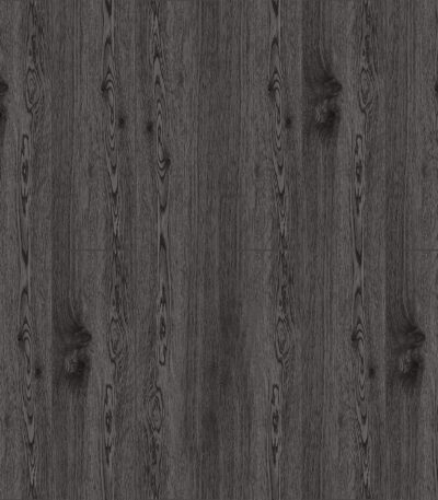 A full view swatch of the Dynamic Industrial Graphite Ash Wood Look Vinyl Floor, showcasing the deep, dark gray color and detailed, authentic grain of the interlocking wood look planks.