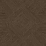 Full view of Art Deco Cocoa Brown Wood Look Tile, showcasing its intricate pattern and rich cocoa-brown tones. This 100% waterproof porcelain tile offers unmatched durability, resisting scratches and stains for a glamorous, classic look.