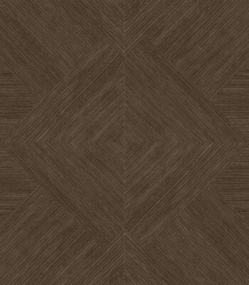 Full view of Art Deco Cocoa Brown Wood Look Tile, showcasing its intricate pattern and rich cocoa-brown tones. This 100% waterproof porcelain tile offers unmatched durability, resisting scratches and stains for a glamorous, classic look.