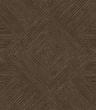 Full view of Art Deco Cocoa Brown Wood Look Tile, showcasing its intricate pattern and rich cocoa-brown tones. This 100% waterproof porcelain tile offers unmatched durability, resisting scratches and stains for a glamorous, classic look.