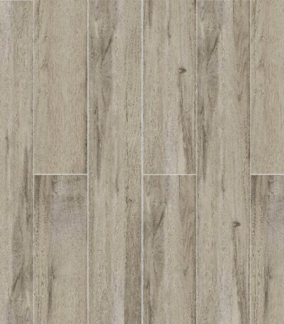 Full view of Modern Rustic Driftwood Wood Look Tile, showcasing its sun-bleached tones and authentic wood grain. This 100% waterproof porcelain tile offers unmatched durability, resisting scratches and stains for a relaxed, sophisticated style.