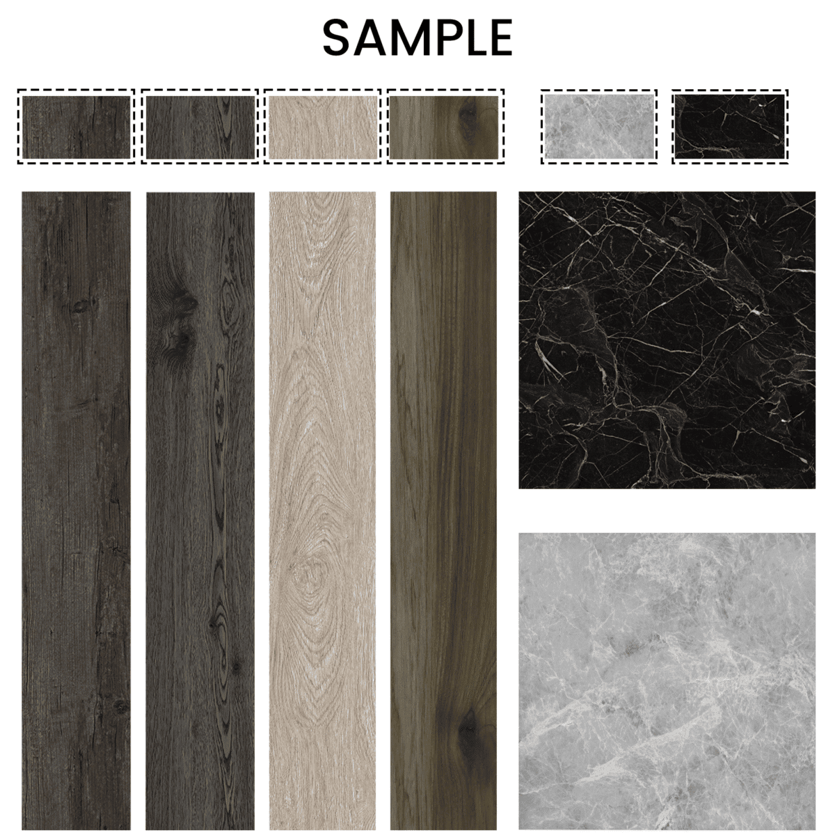 Sample Box Vinyl Flooring Stone Look and Wood Look 6 Pieces - Image 1