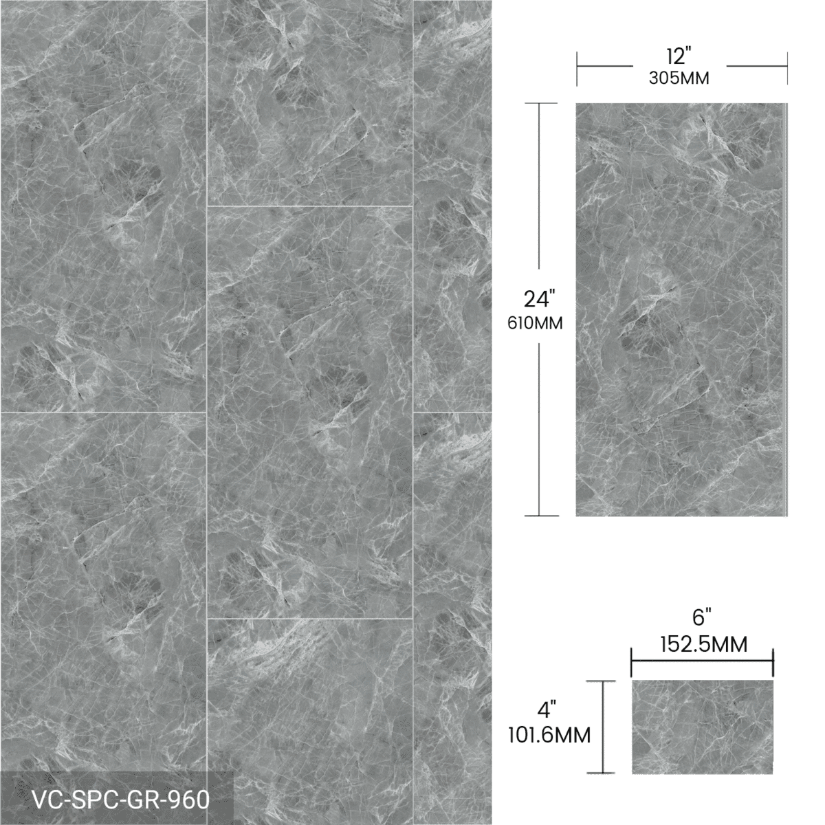 Product Sample Stone Look Click Lock Vinyl Flooring 3Pieces/Box Gray - Image 5