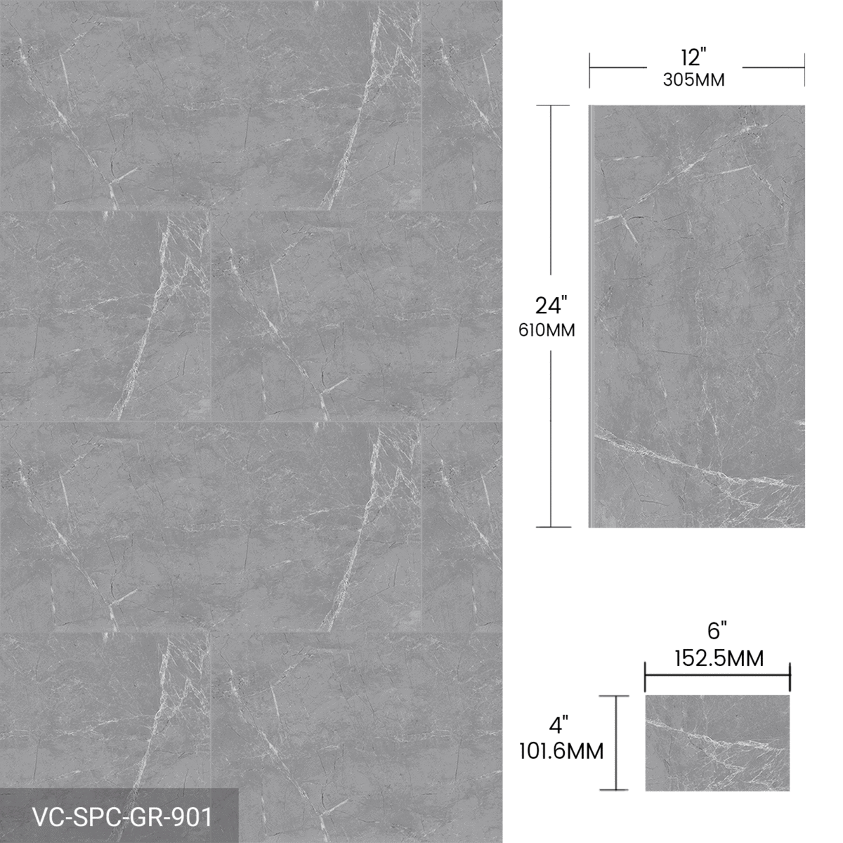 Product Sample Stone Look Click Lock Vinyl Flooring 3Pieces/Box Gray - Image 3
