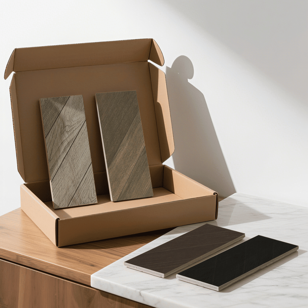 Product Sample Wood Look Tile 4pieces/Box Gray Beige Brown - Image 1