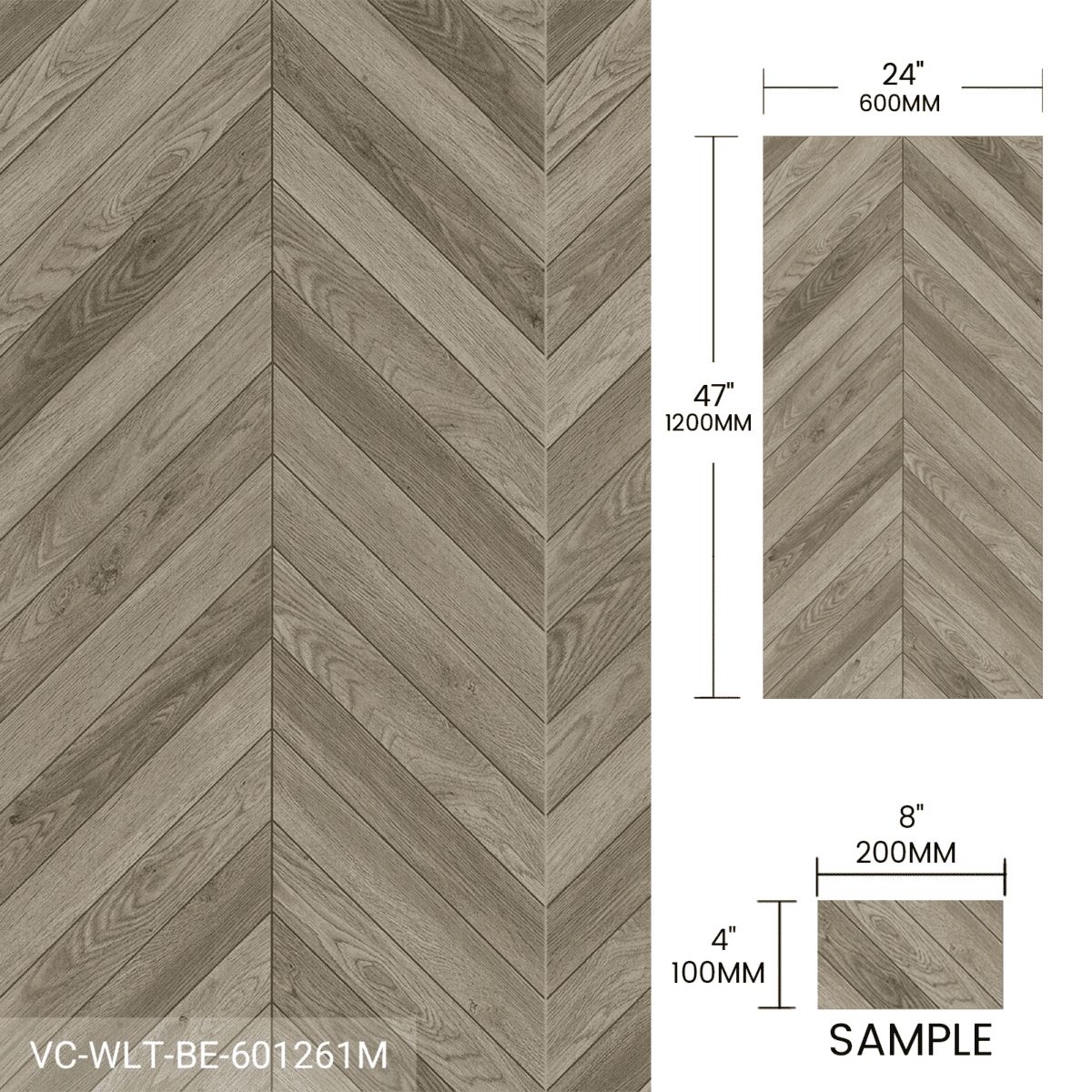 Product Sample Wood Look Tile 4pieces/Box Gray Beige Brown - Image 4