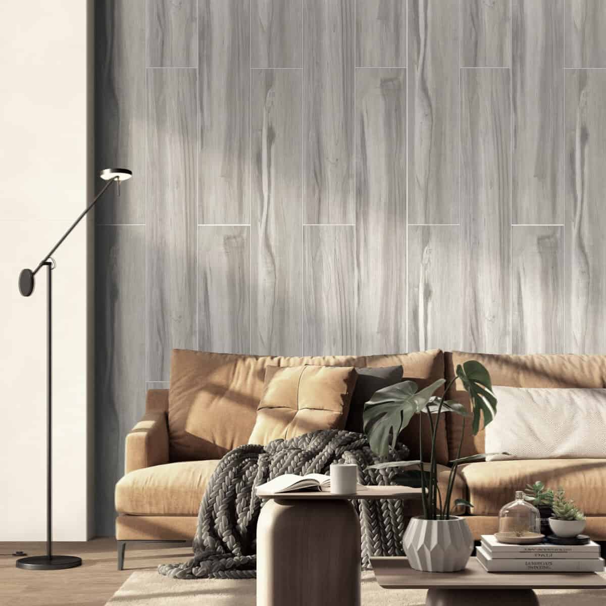 Scandinavian Light Gray Oak Wood Look Tile - Image 3