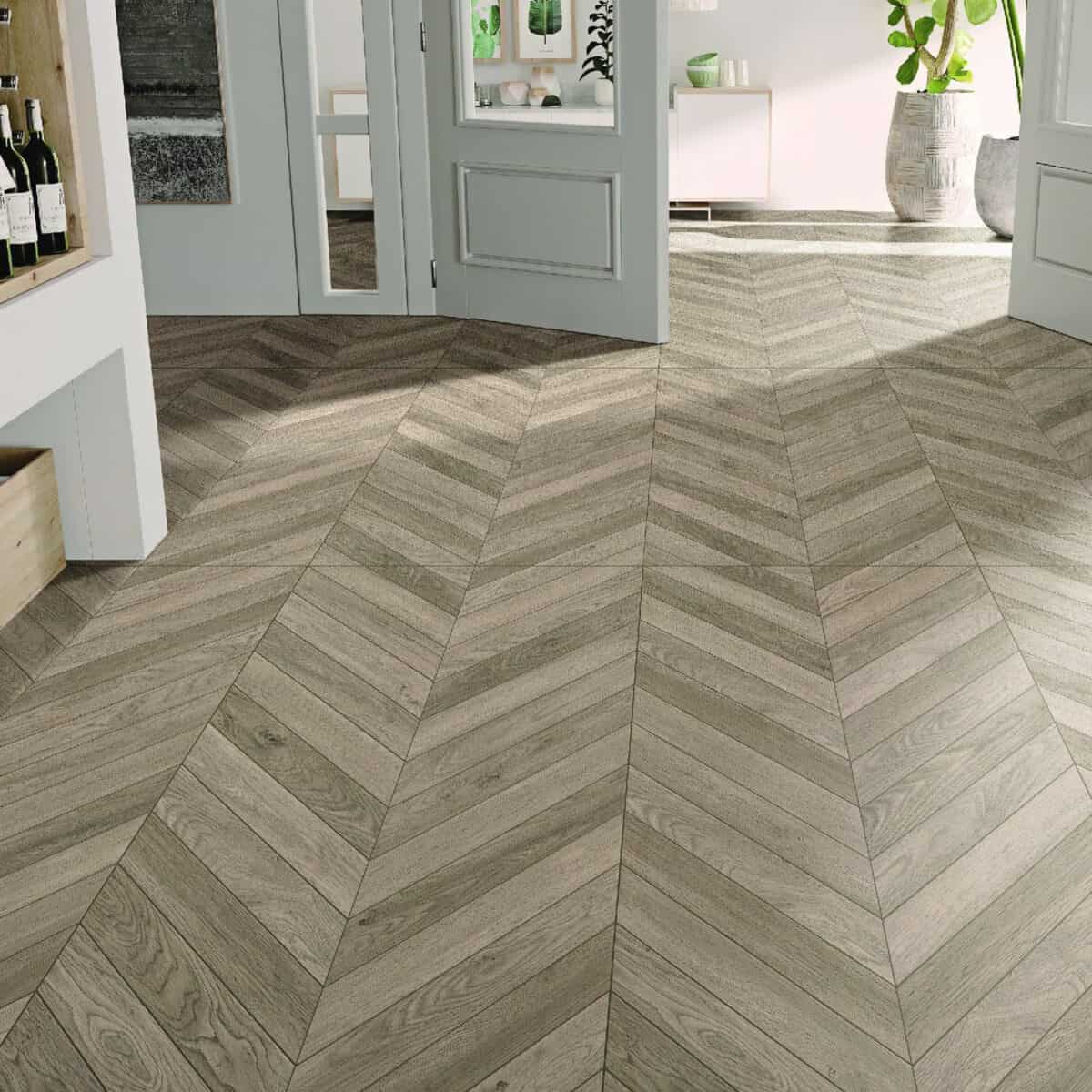 a white decor room with tiles that look like wood performs outstanding