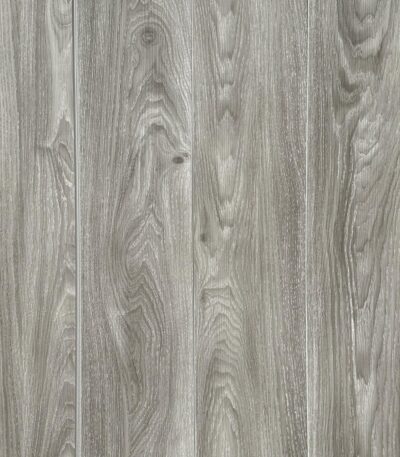 Full top-down view of Modern Ash Gray SPC flooring showcasing the seamless plank installation and realistic wood grain pattern.