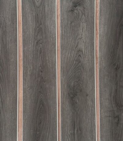 Real photo of Chic Charcoal Oak SPC planks laid out, showing the deep color and consistent grain for a seamless look.